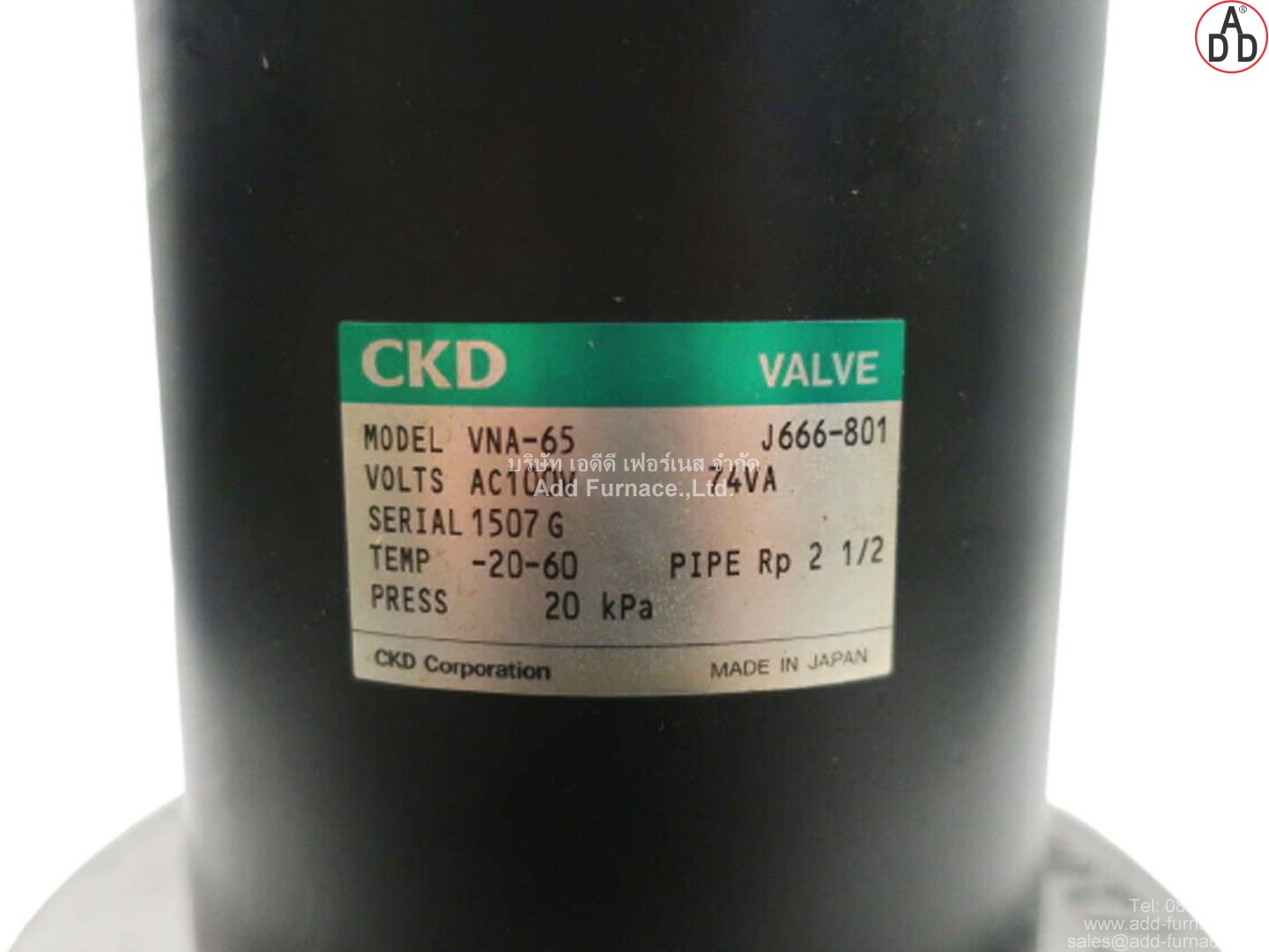 CKD MODEL VNA-65 AC100V - บริษัท เอดีดี เฟอร์เนส จำกัด